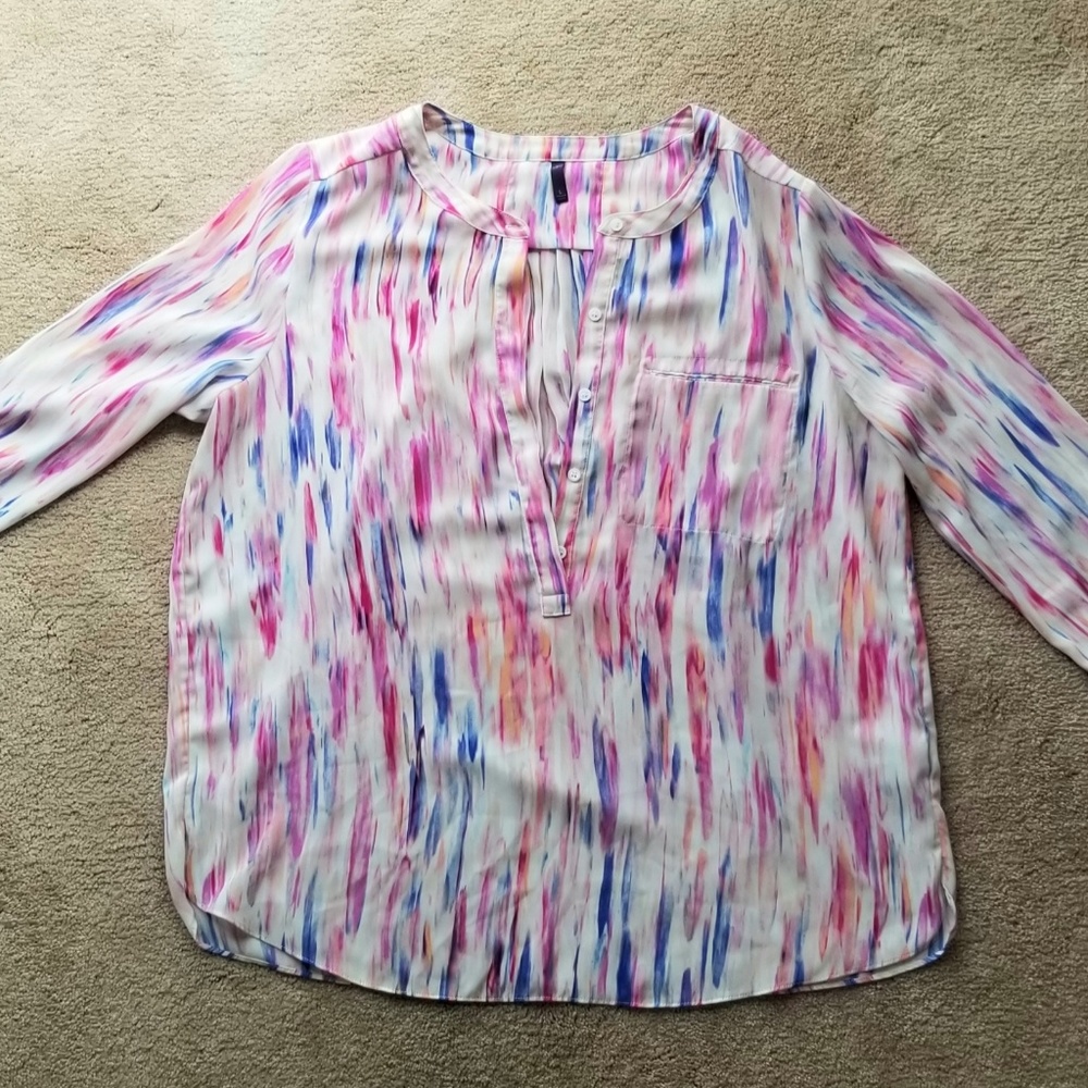 Misses size large brush stroke top/blouse